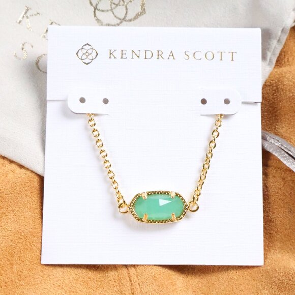 Kendra Scott Elaina Gold Adjustable Chain Bracelet Chalcedony Glass - Picture 1 of 2